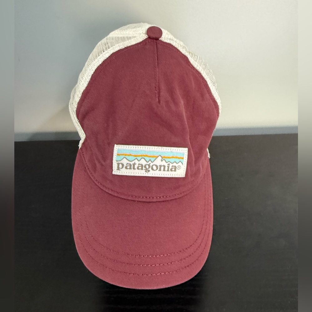 Patagonia Maroon and Cream Mesh Hat
